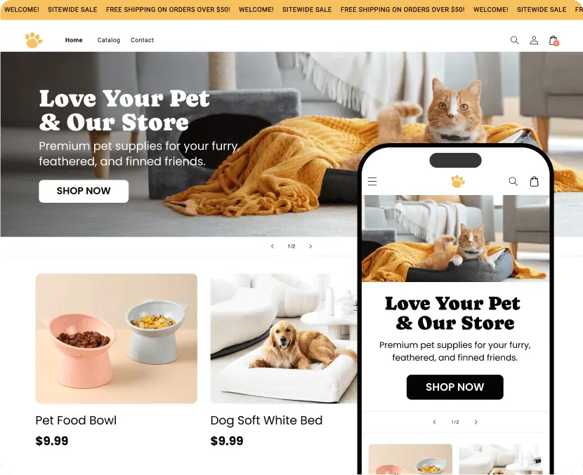 Pets store built with us